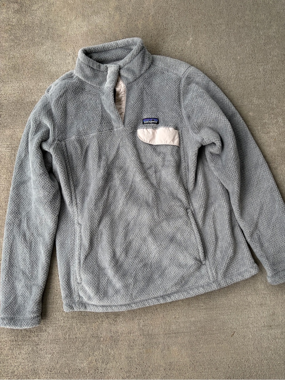 Patagonia women’s re-tool snap T pullover fleece snap sweatshirt top grey